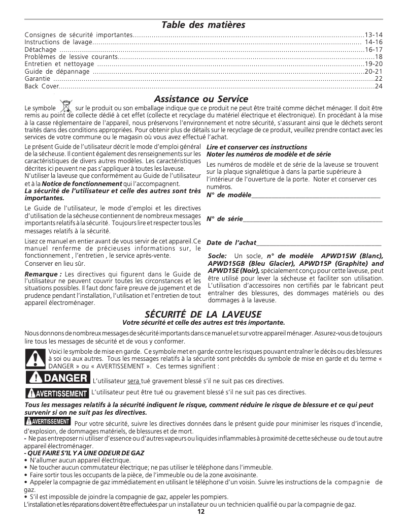 Image de la première page du manuel de l'appareil ATF6700FE