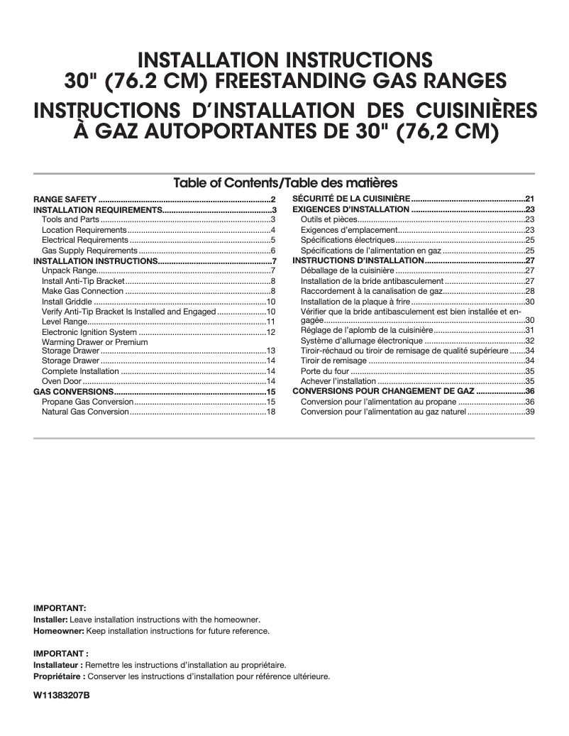 Page 1 de la notice Guide d'installation KitchenAid KFGG500EWH
