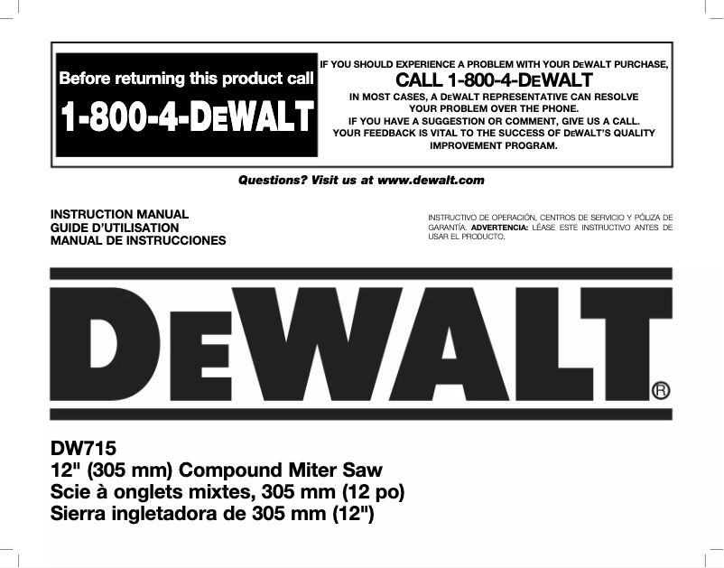 Image de la première page du manuel de l'appareil DW715