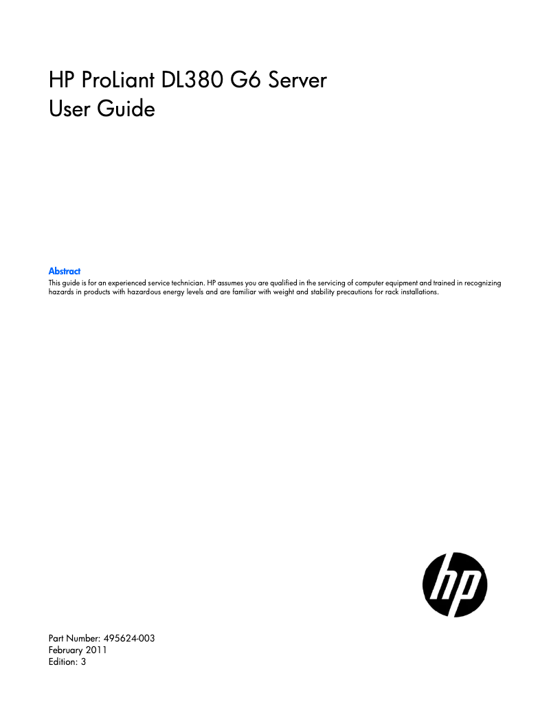 Página 1 del manual Manual de usuario HP ProLiant DL380 G6