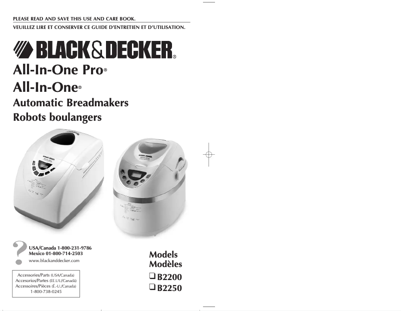 Page 1 de la notice Manuel utilisateur Black & Decker All-In-One B2250