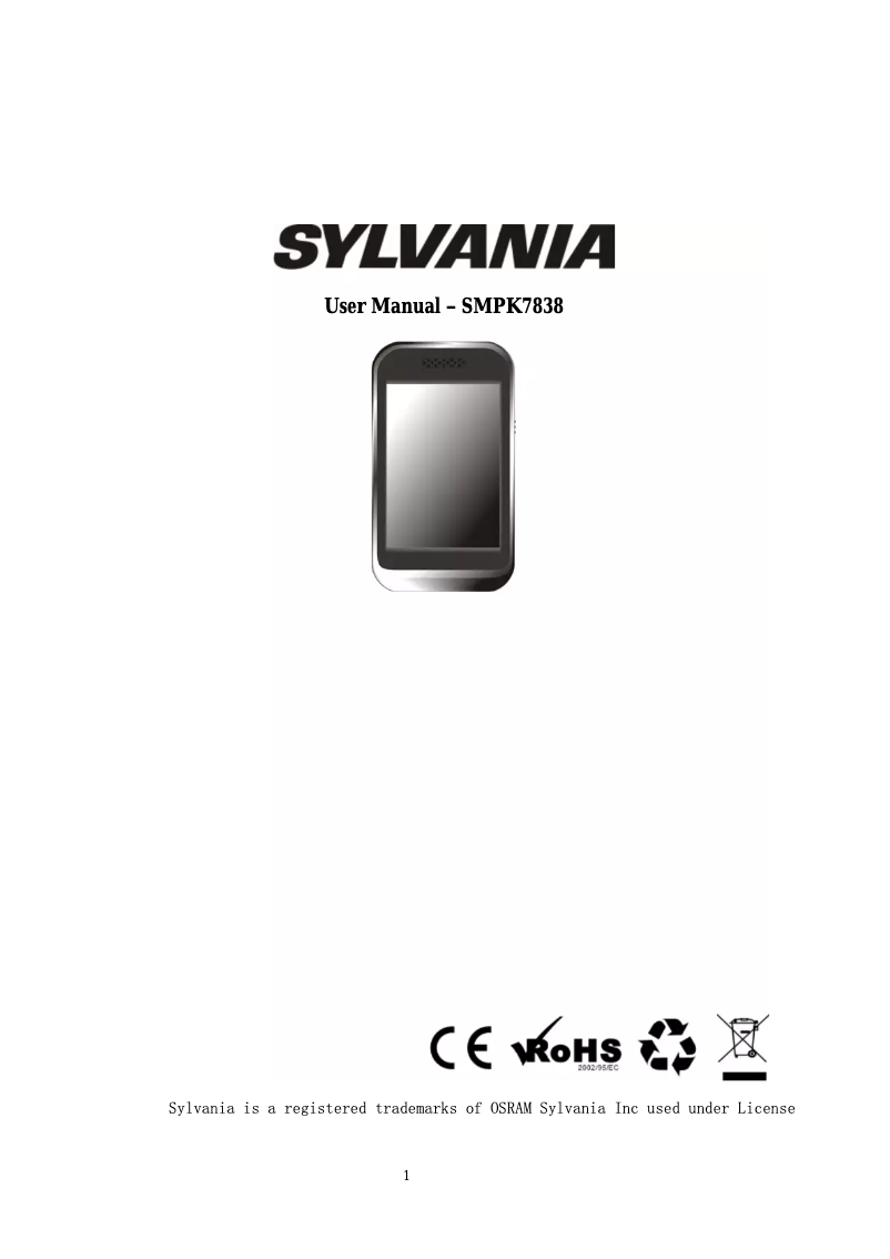 Page n°1 - Manuel utilisateur Sylvania SMPK7838