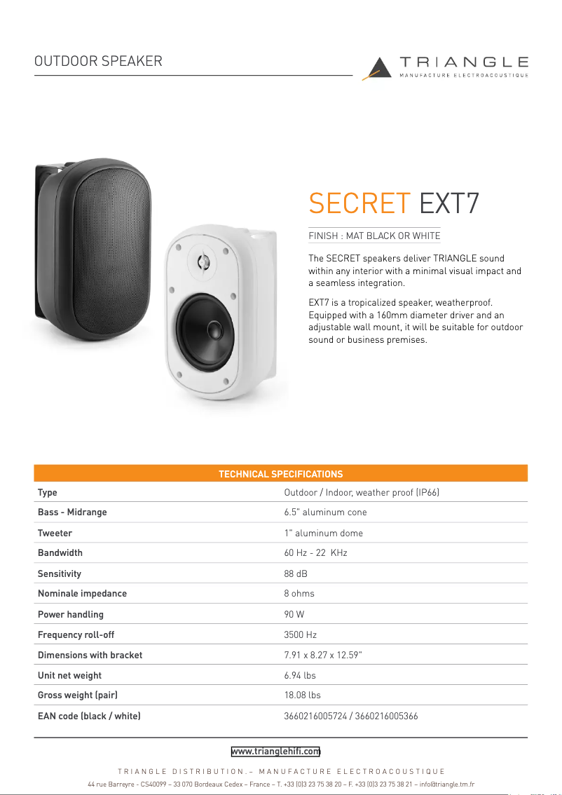 Image de la première page du manuel de l'appareil Secret EXT7