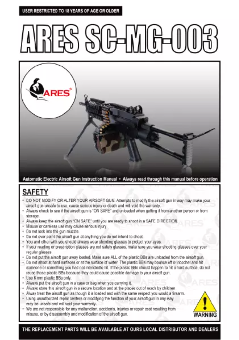 Page 1 de la notice Manuel utilisateur Ares SC-MG-003