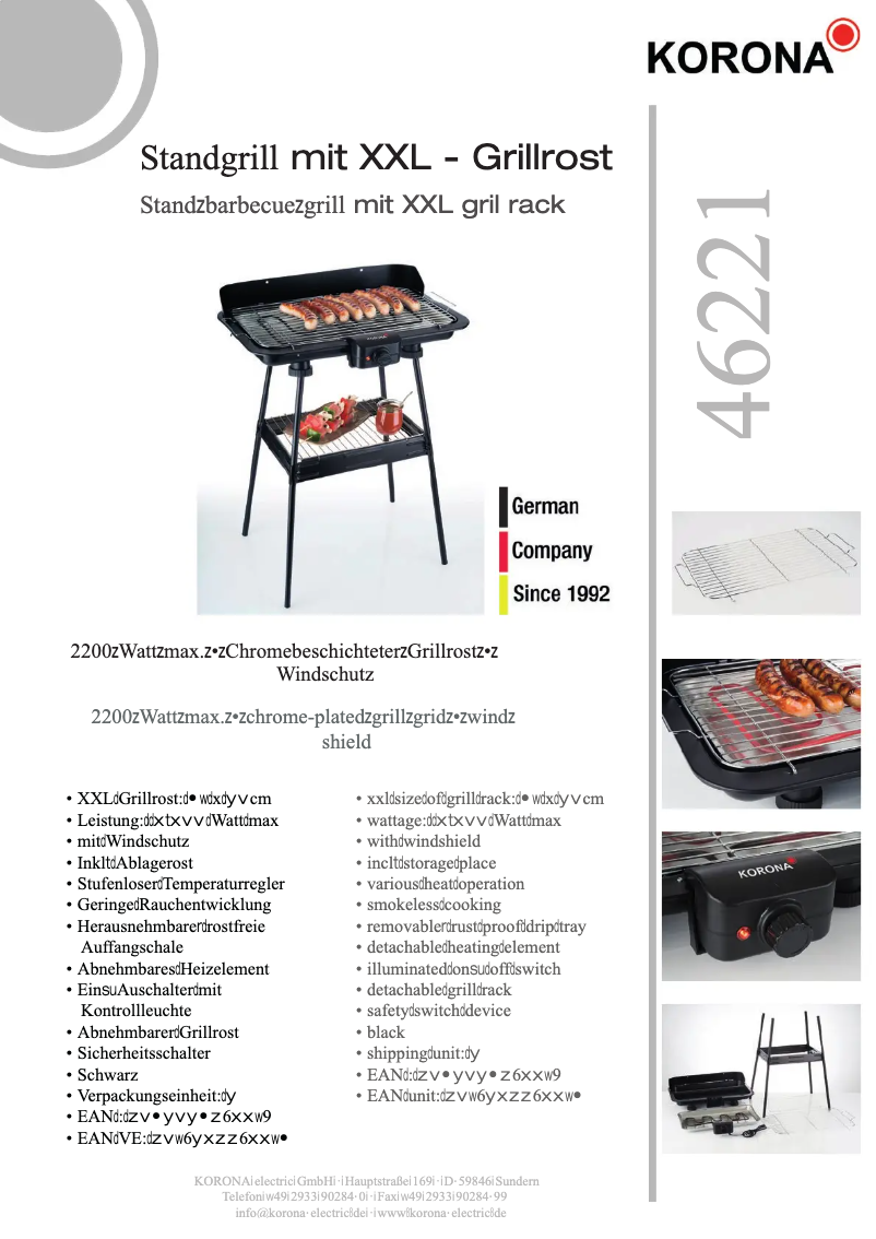 Page 1 de la notice Fiche technique Korona 46221