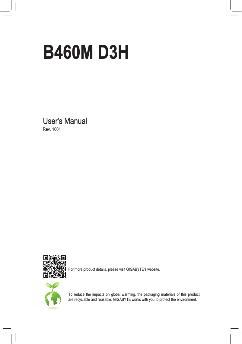 Page n°1 - Manuel utilisateur Gigabyte B460M D3H