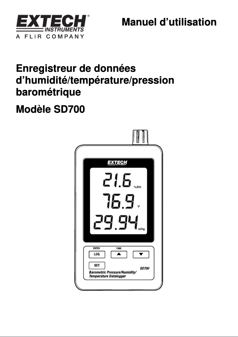 Page 1 de la notice Manuel utilisateur Extech SD700