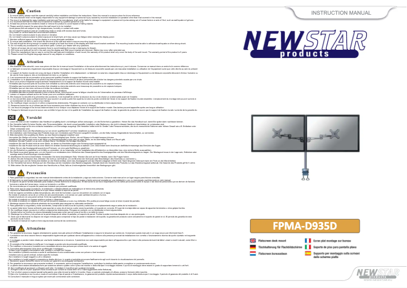 Page 1 de la notice Manuel utilisateur Newstar FPMA-D935DG
