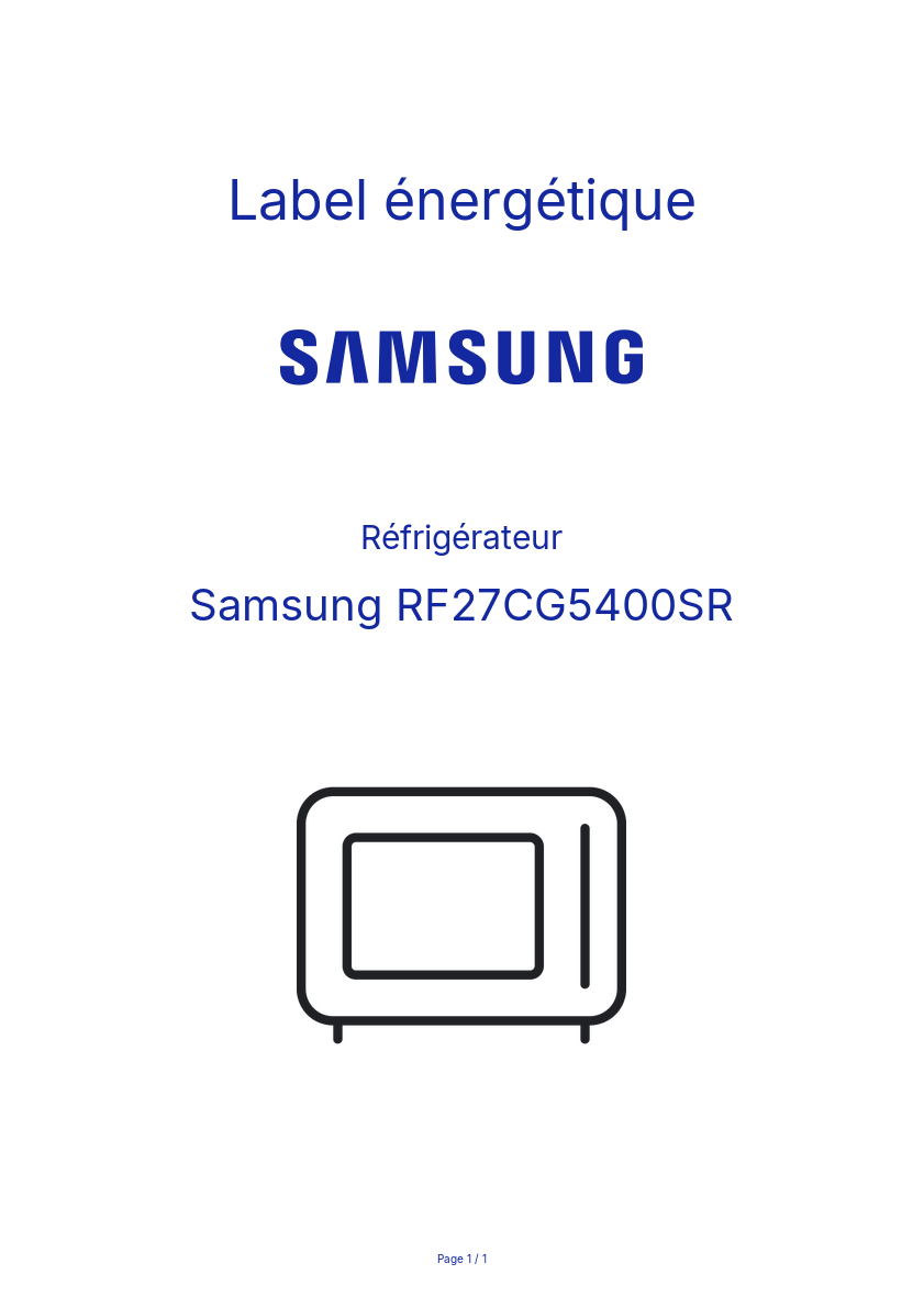 Page n°1 - Label énergétique Samsung RF27CG5400SR