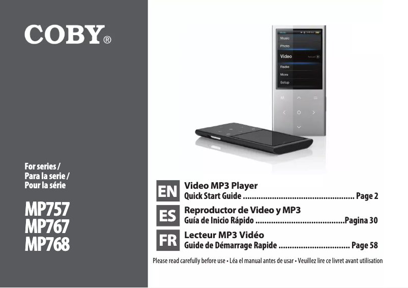 Página 1 del manual Manual de usuario Coby MP768