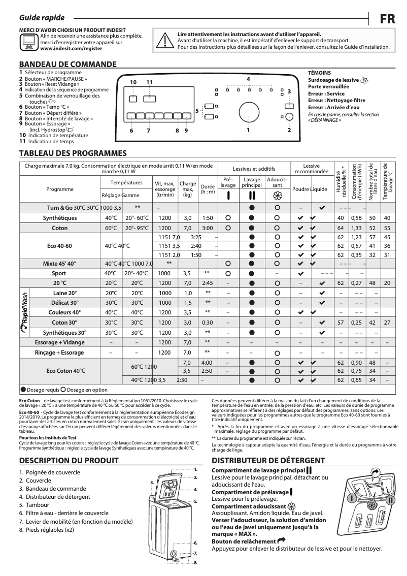 Image de la première page du manuel de l'appareil BTW B72200 FR/N
