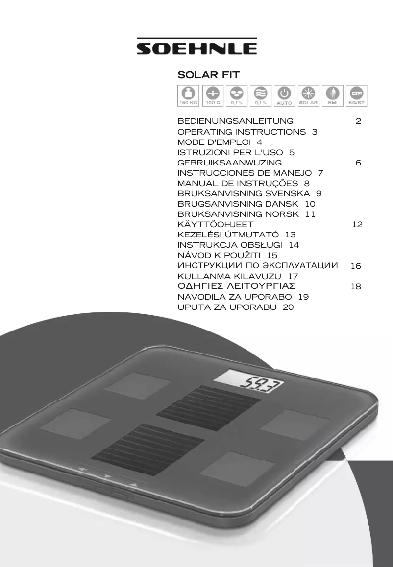 Image de la première page du manuel de l'appareil Solar Fit