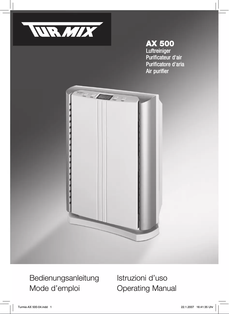 Page n°1 - Manuel utilisateur Turmix AX 500
