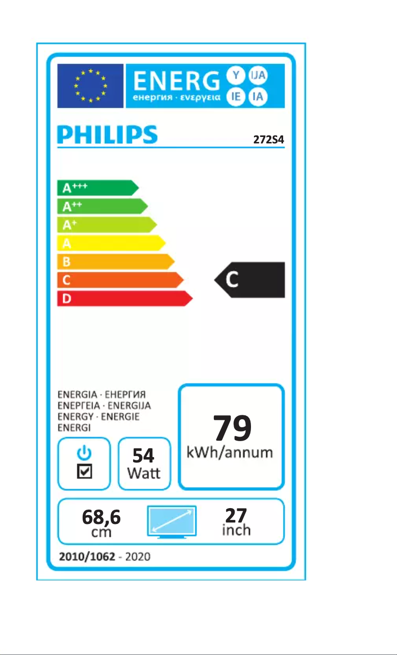 Page 1 de la notice Label énergétique Philips Brilliance 272S4LPJCB