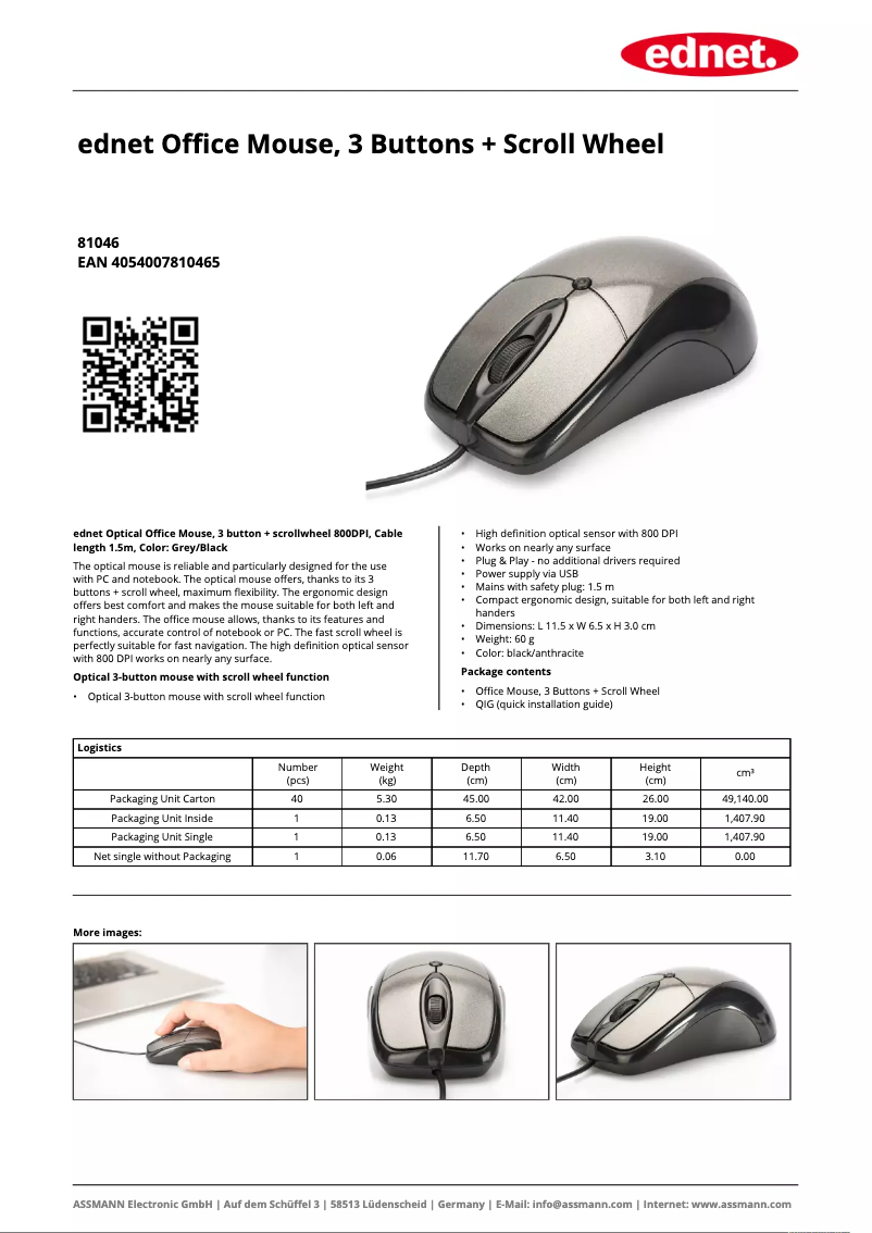 Page 1 de la notice Fiche technique Ednet 81046