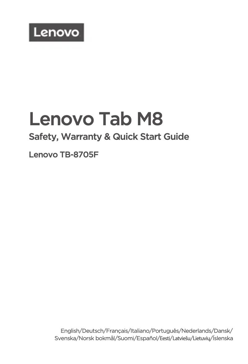 Page n°1 - Guide de démarrage rapide Lenovo Tab M8 FHD