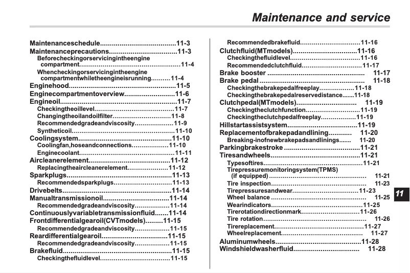 First page image of the manual for Impreza (2013)