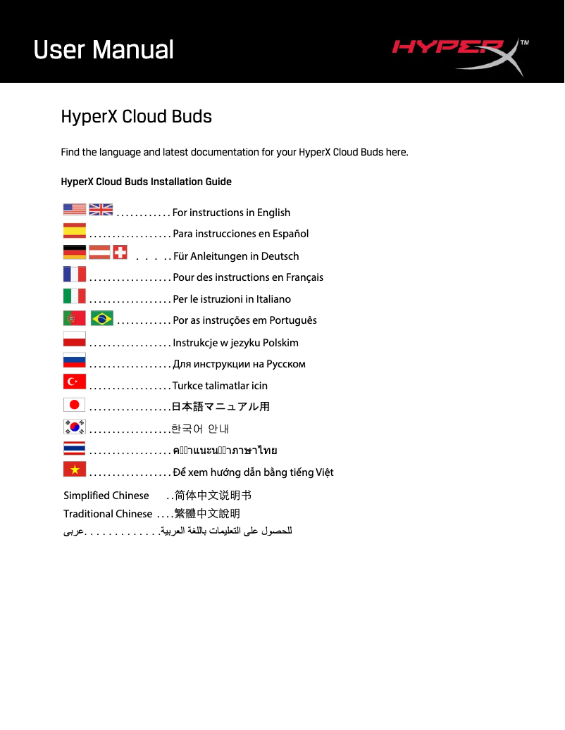 Page n°1 - Manuel utilisateur HyperX Cloud Buds