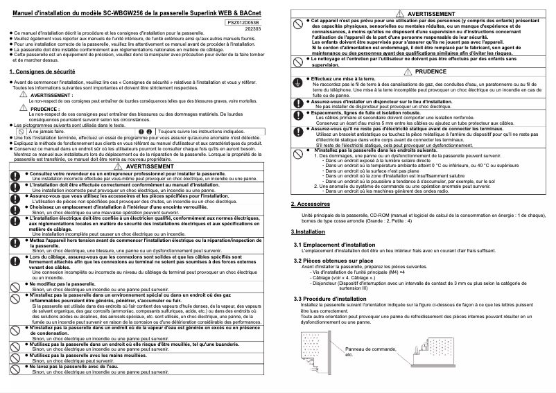 Page 1 de la notice Manuel utilisateur Mitsubishi SC-WBGW256