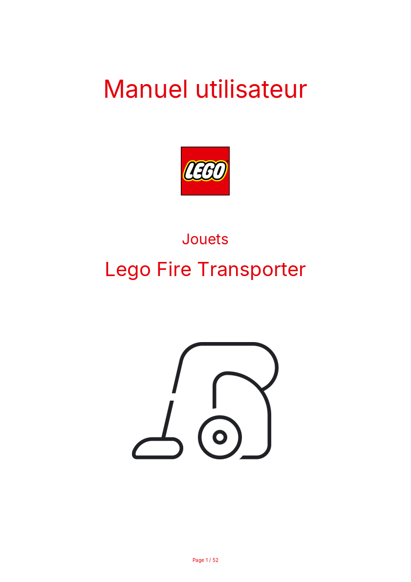 Page n°1 - Manuel utilisateur Lego Fire Transporter