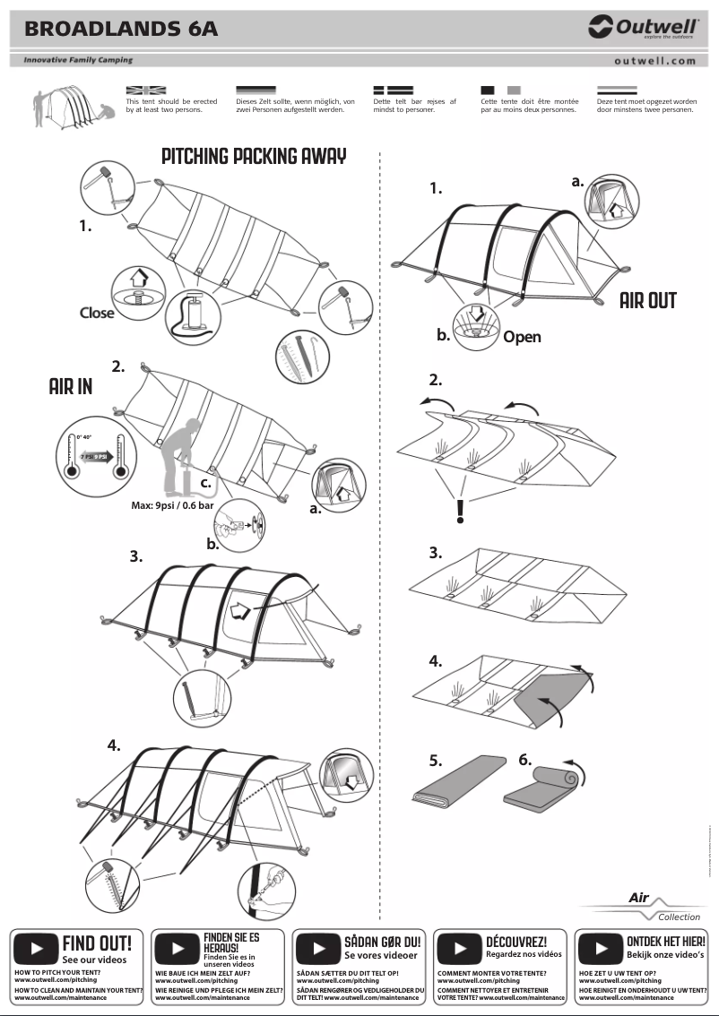 Page 1 de la notice Manuel utilisateur Outwell Broadlands 6A