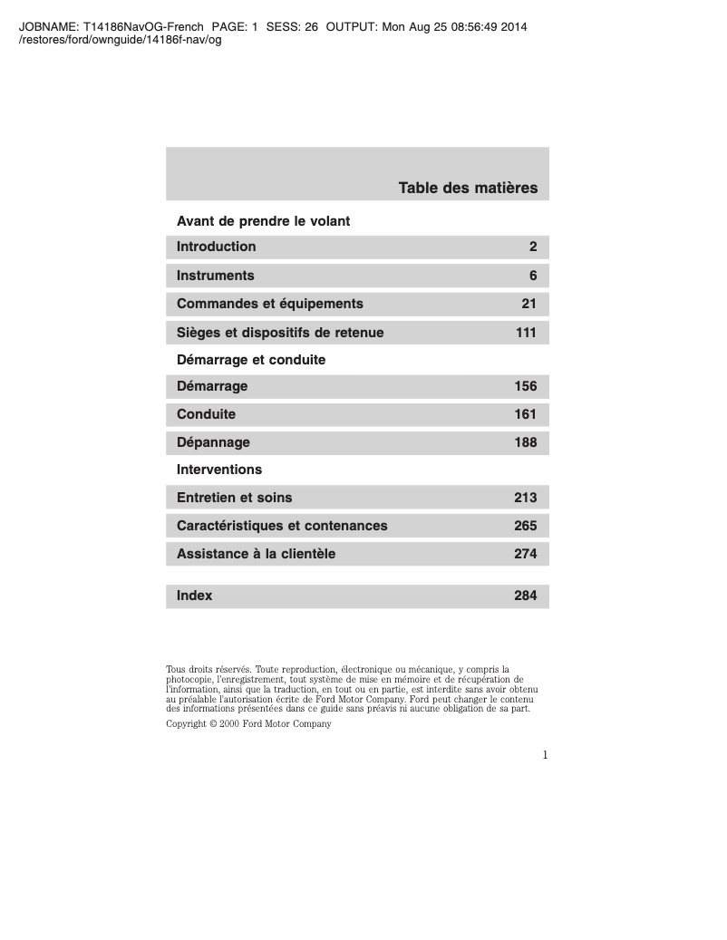 Image de la première page du manuel de l'appareil Navigator (2001)