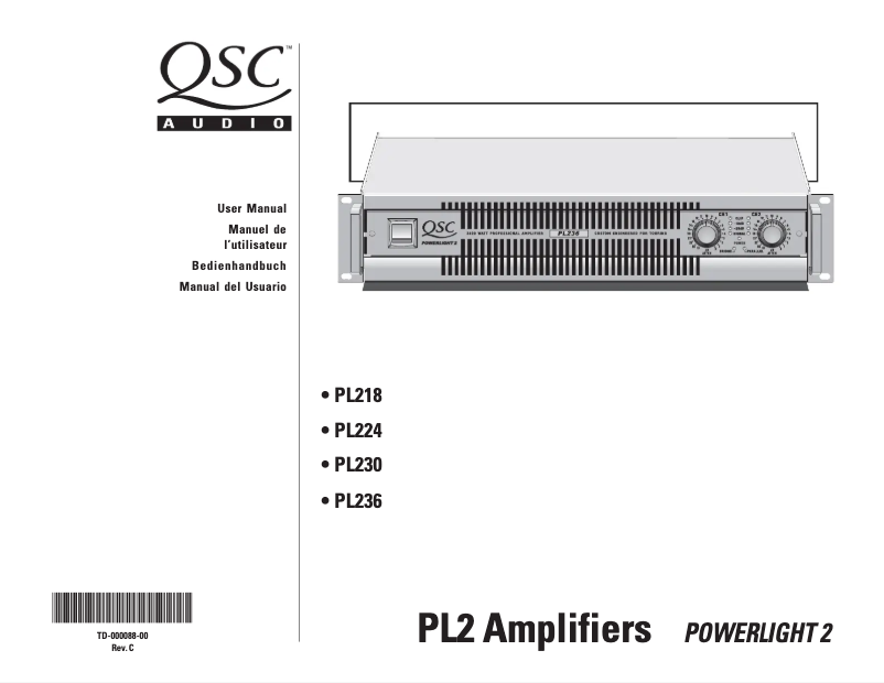 Page 1 de la notice Manuel utilisateur QSC PL236
