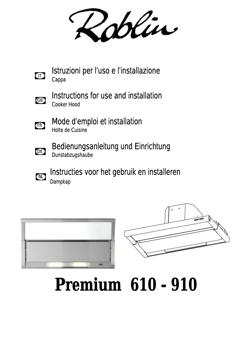 Page n°1 - Manuel utilisateur Roblin Prémium 910
