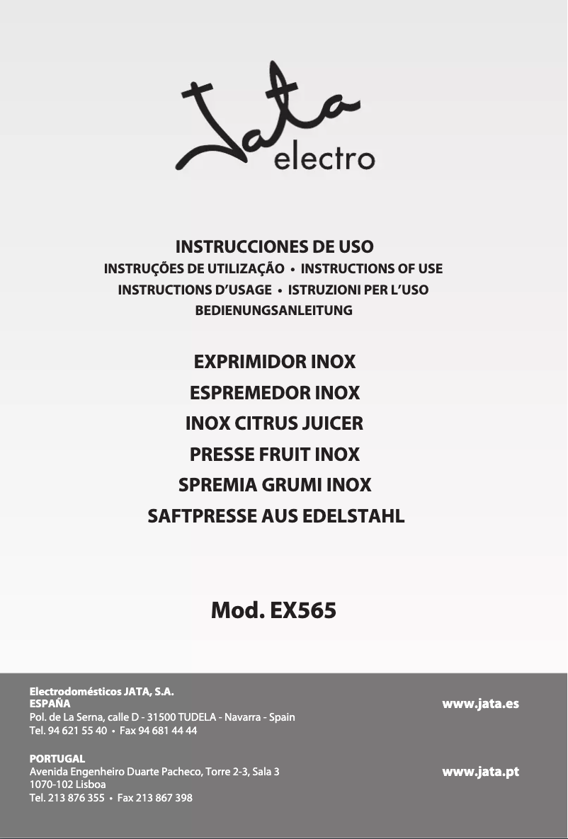 Page 1 de la notice Manuel utilisateur Jata EX565