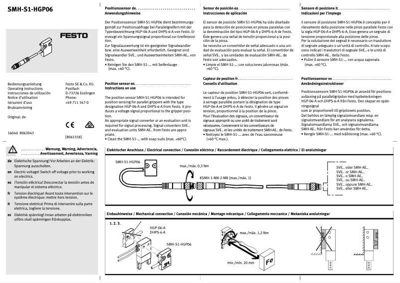 Page n°1 - Manuel utilisateur Festo SMH-S1-HGP06