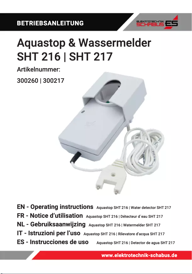 Page 1 de la notice Manuel utilisateur Schabus SHT 217