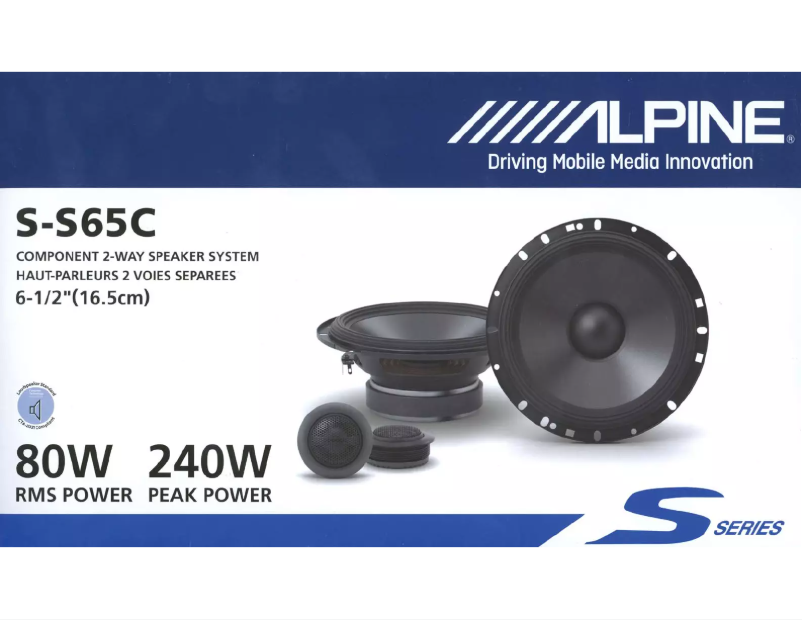 Page 1 de la notice Manuel utilisateur Alpine S-S65C