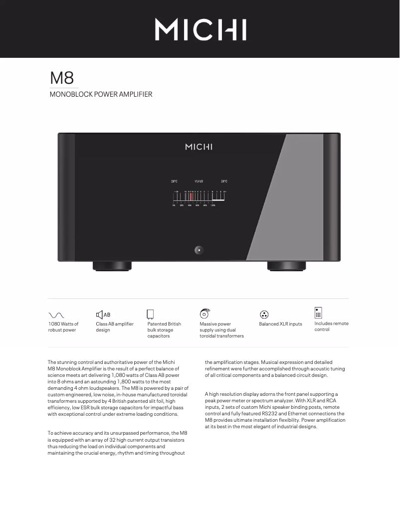 Image de la première page du manuel de l'appareil Michi M8