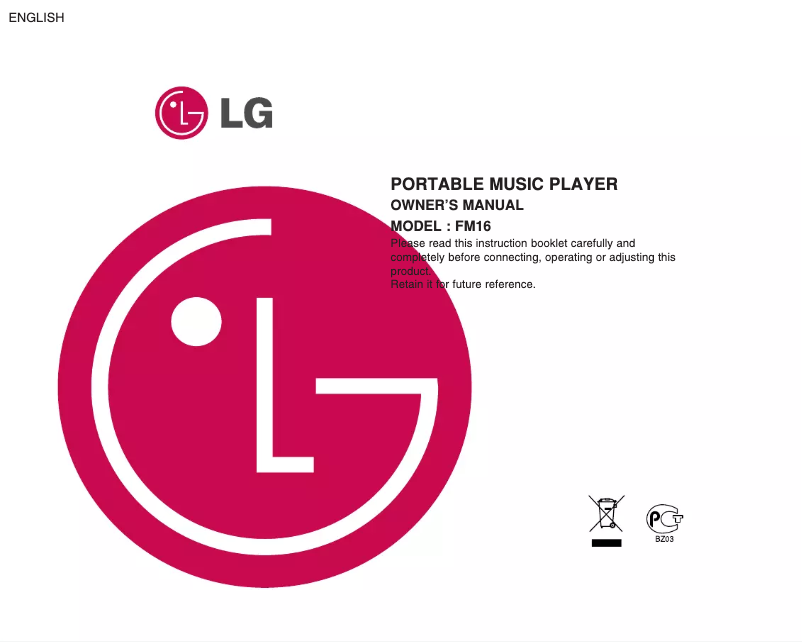 Page n°1 - Manuel utilisateur LG MF-FM16S1K