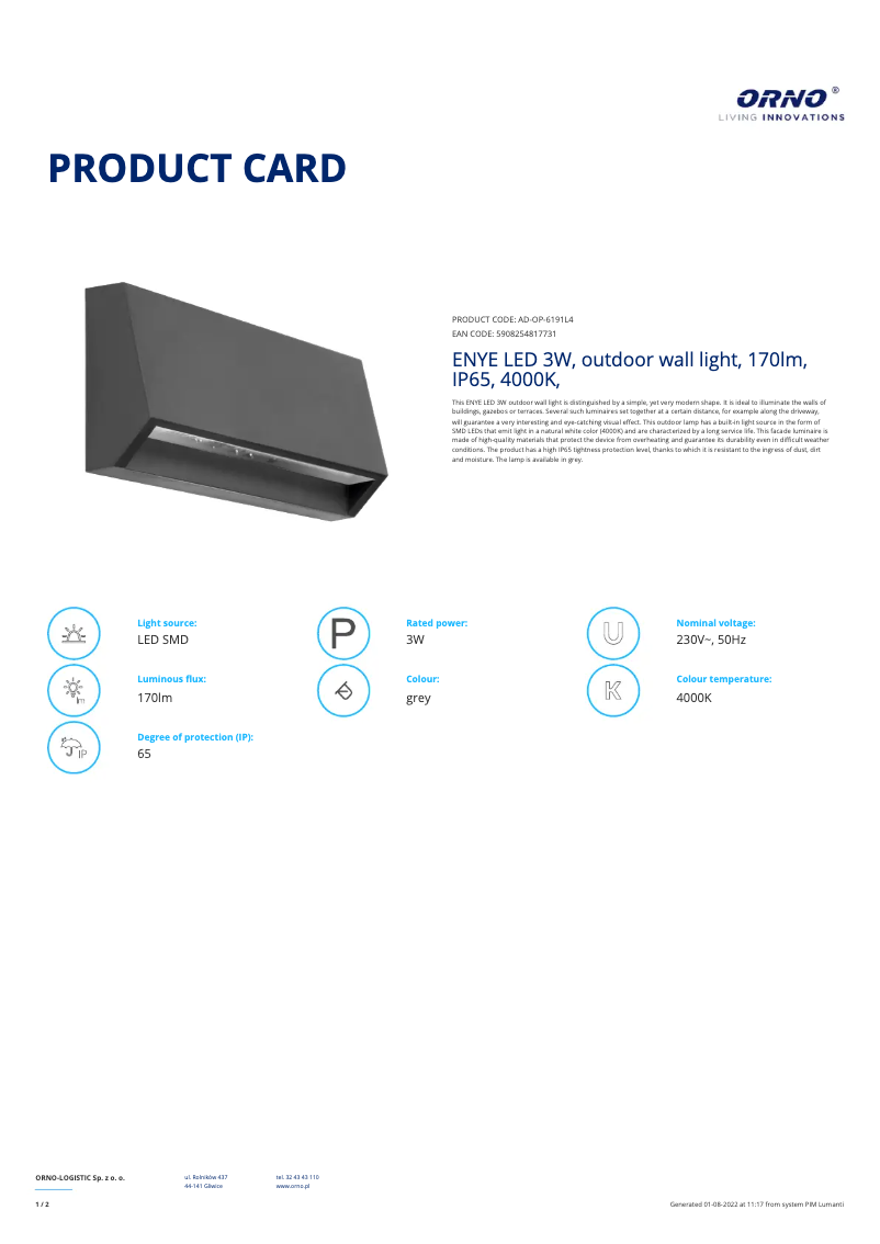 Image de la première page du manuel de l'appareil AD-OP-6191L4