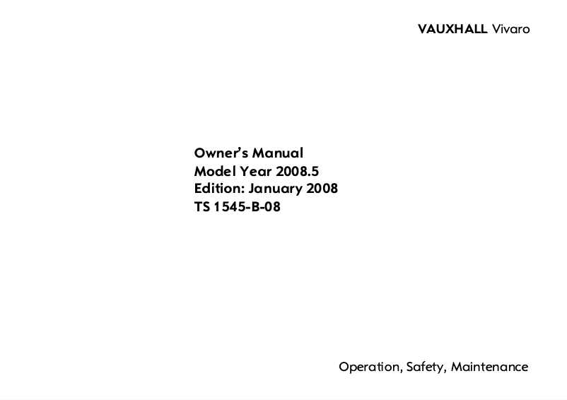 Página 1 del manual Manual de usuario Vauxhall Vivaro (2008)