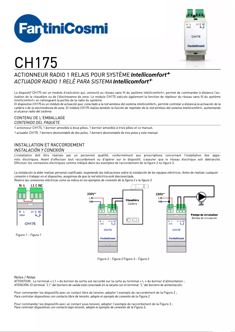 Page 1 de la notice Manuel utilisateur Fantini Cosmi CH175