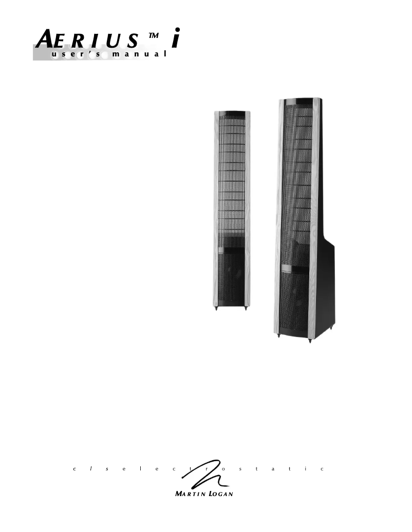 Page n°1 - Manuel utilisateur Martin Logan Aerius i