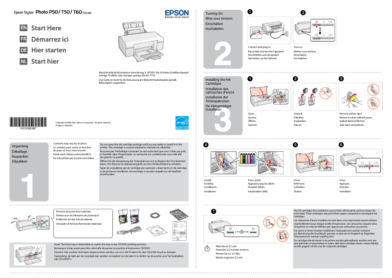Page n°1 - Manuel utilisateur Epson Stylus Photo T60