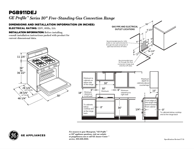 Page n°1 - Fiche technique GE Profile PGB911DEJBB
