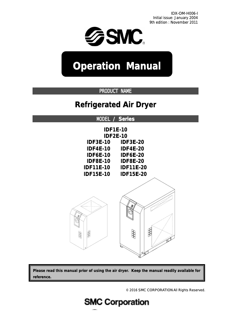 Page 1 de la notice Manuel utilisateur SMC IDF2E-10
