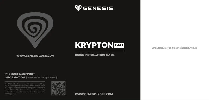 Page 1 de la notice Manuel utilisateur Genesis Krypton 660