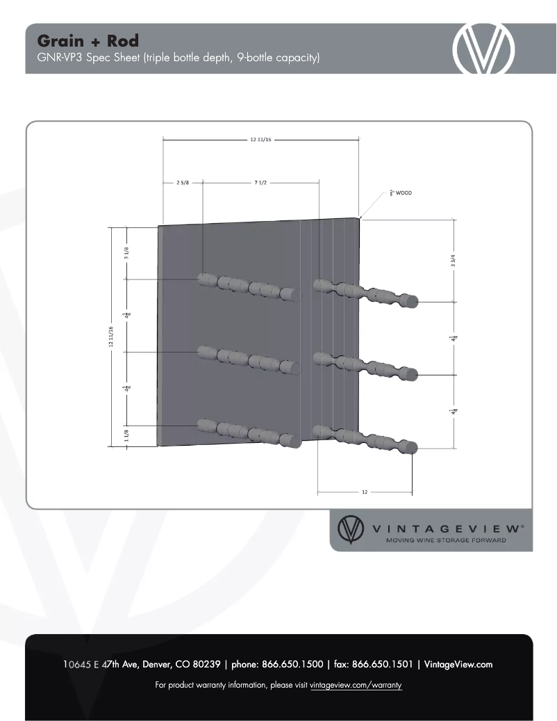 Page 1 de la notice Fiche technique VintageView GNR-VP3