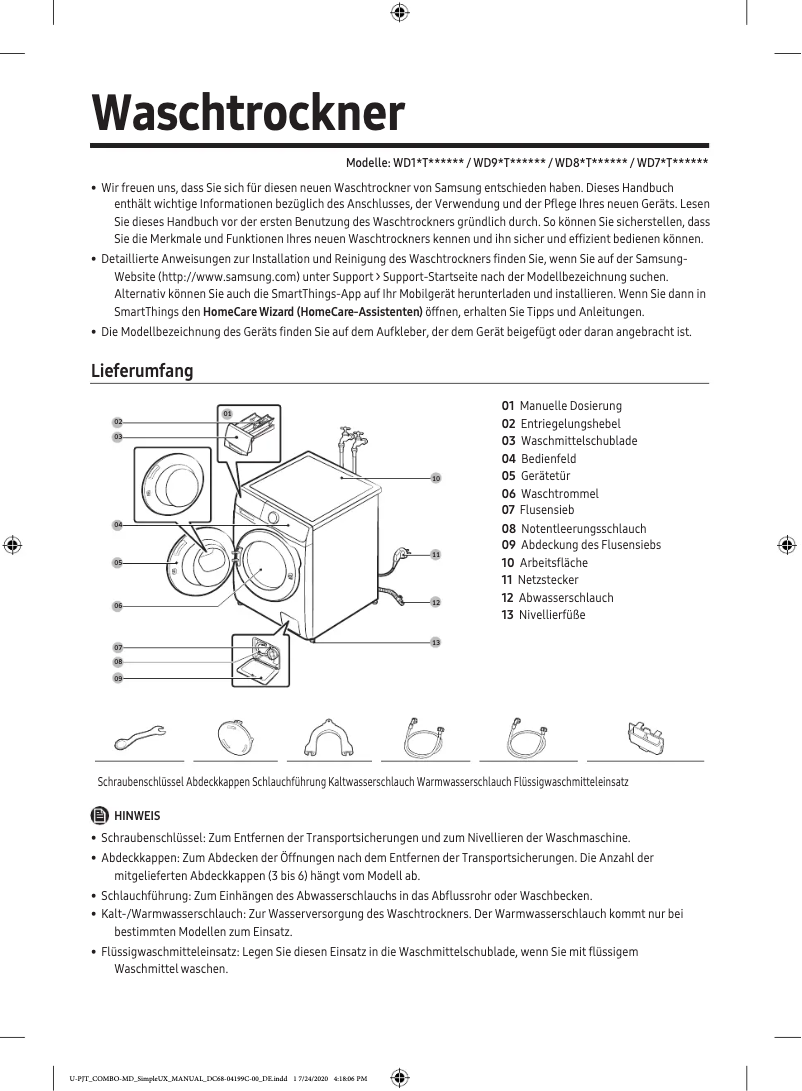 Image de la première page du manuel de l'appareil WD80T654ABH