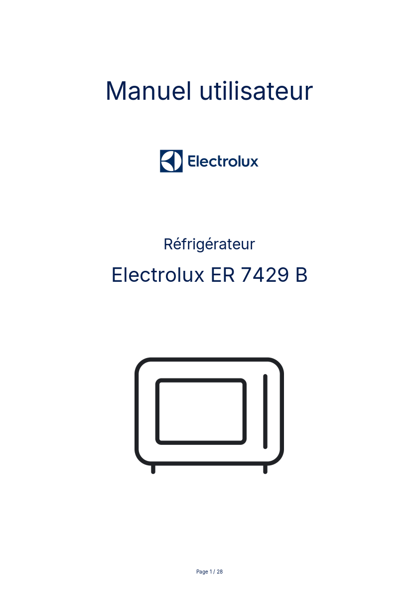 Page n°1 - Manuel utilisateur Electrolux ER 7429 B