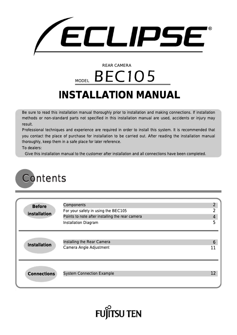 Image de la première page du manuel de l'appareil BEC105