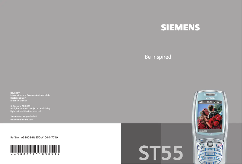 Page n°1 - Manuel utilisateur Siemens ST55
