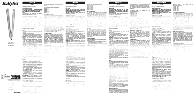 Page 1 de la notice Manuel utilisateur BaByliss ST573E