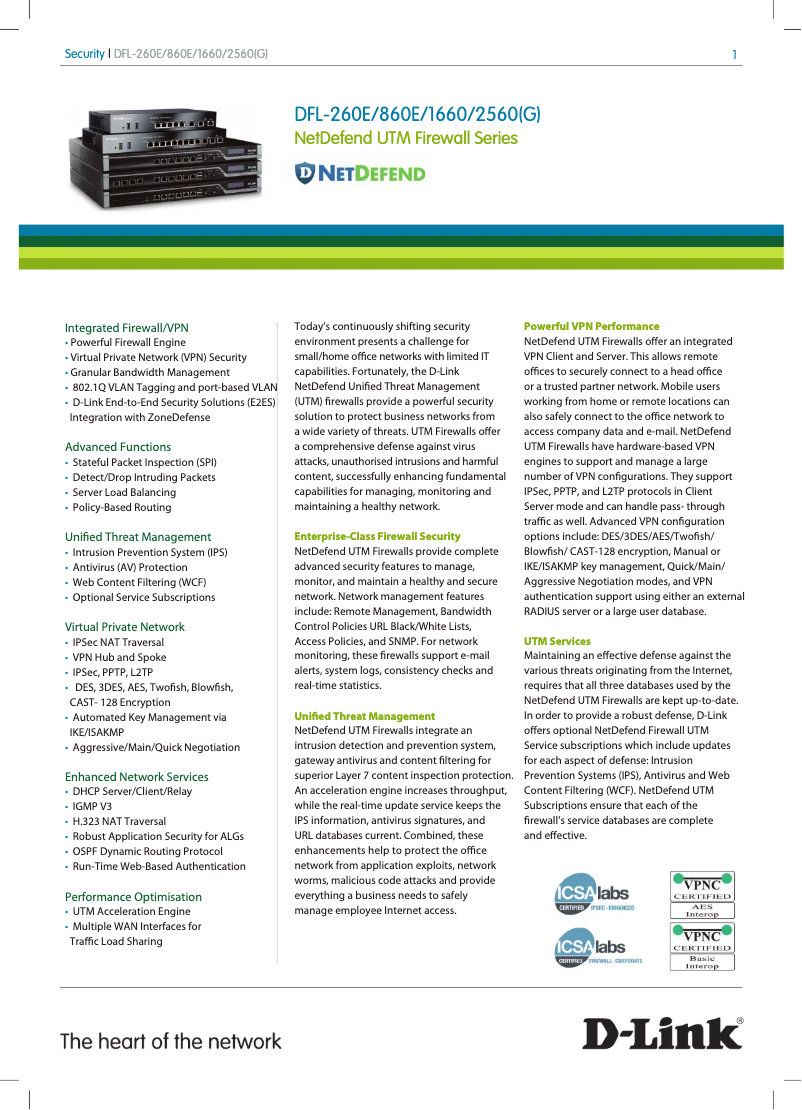 Page 1 de la notice Fiche technique D-Link DFL-2560