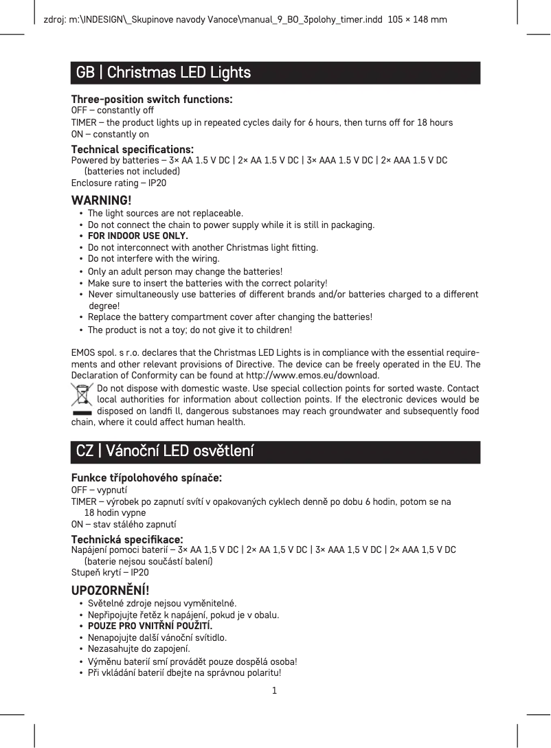 Page n°1 - Manuel utilisateur Emos D3FW01